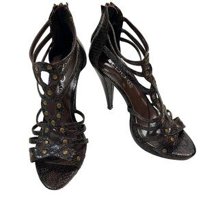 40% off! Aldo heels women's 37 US 6.5-7 brown leather strappy cage heels 5" heel